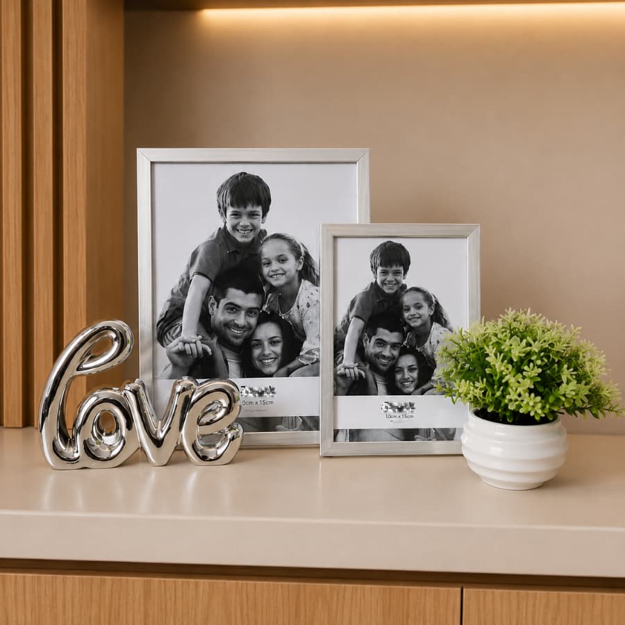 Kit Decoração Porta Retrato Elegante Dourado Prata Sofisticado Vasinho Enfeite Decorativo Luxo Rack Sala