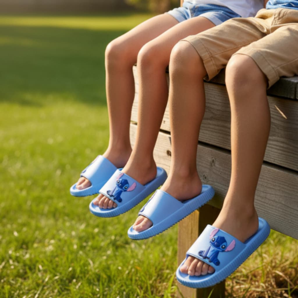 Chinelo Nuvem Infantil Menina Menino Azul Confortável Leve Slide Juvenil Stitch