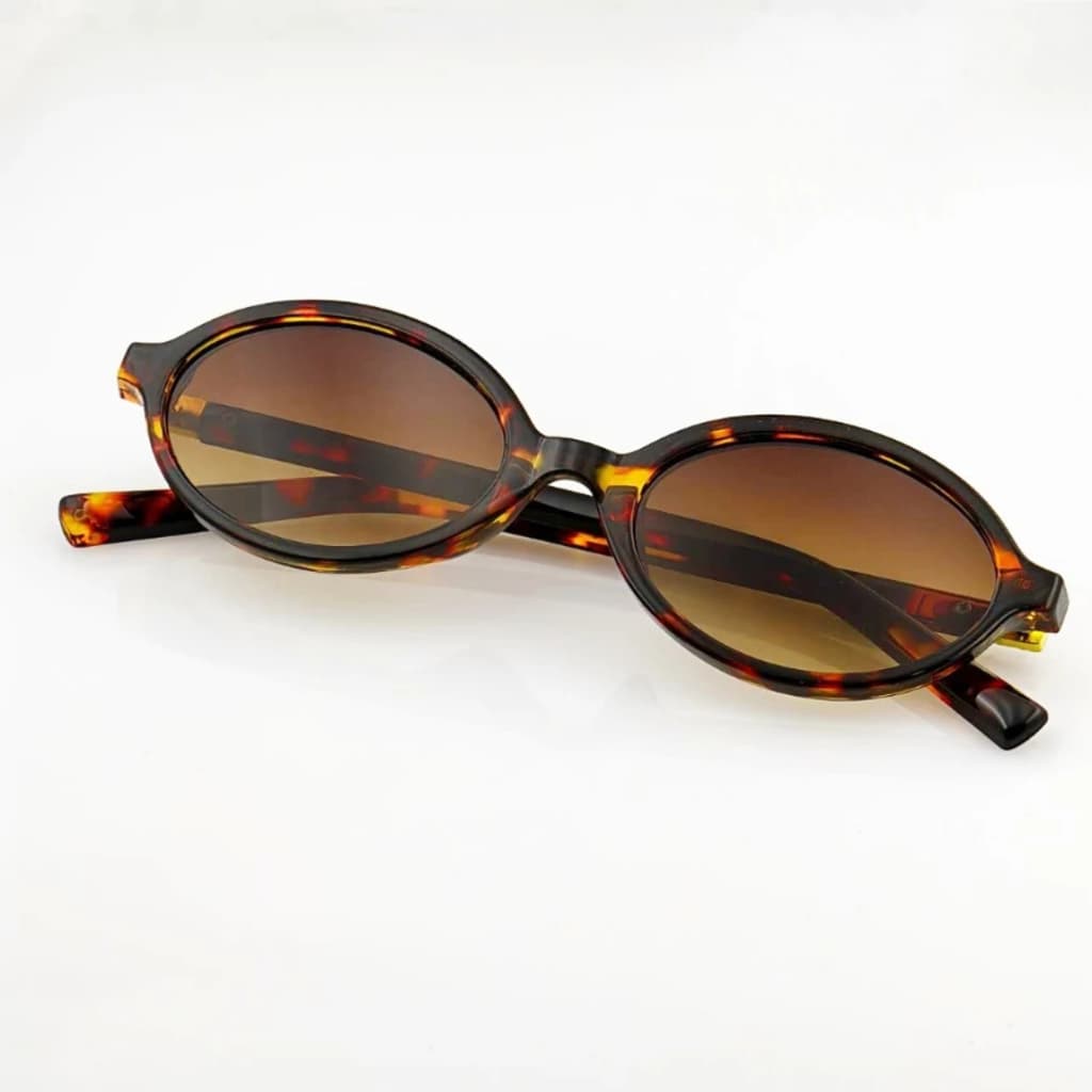 Óculos De Sol Feminino Oval Pequeno Retrô Vintage Tartaruga