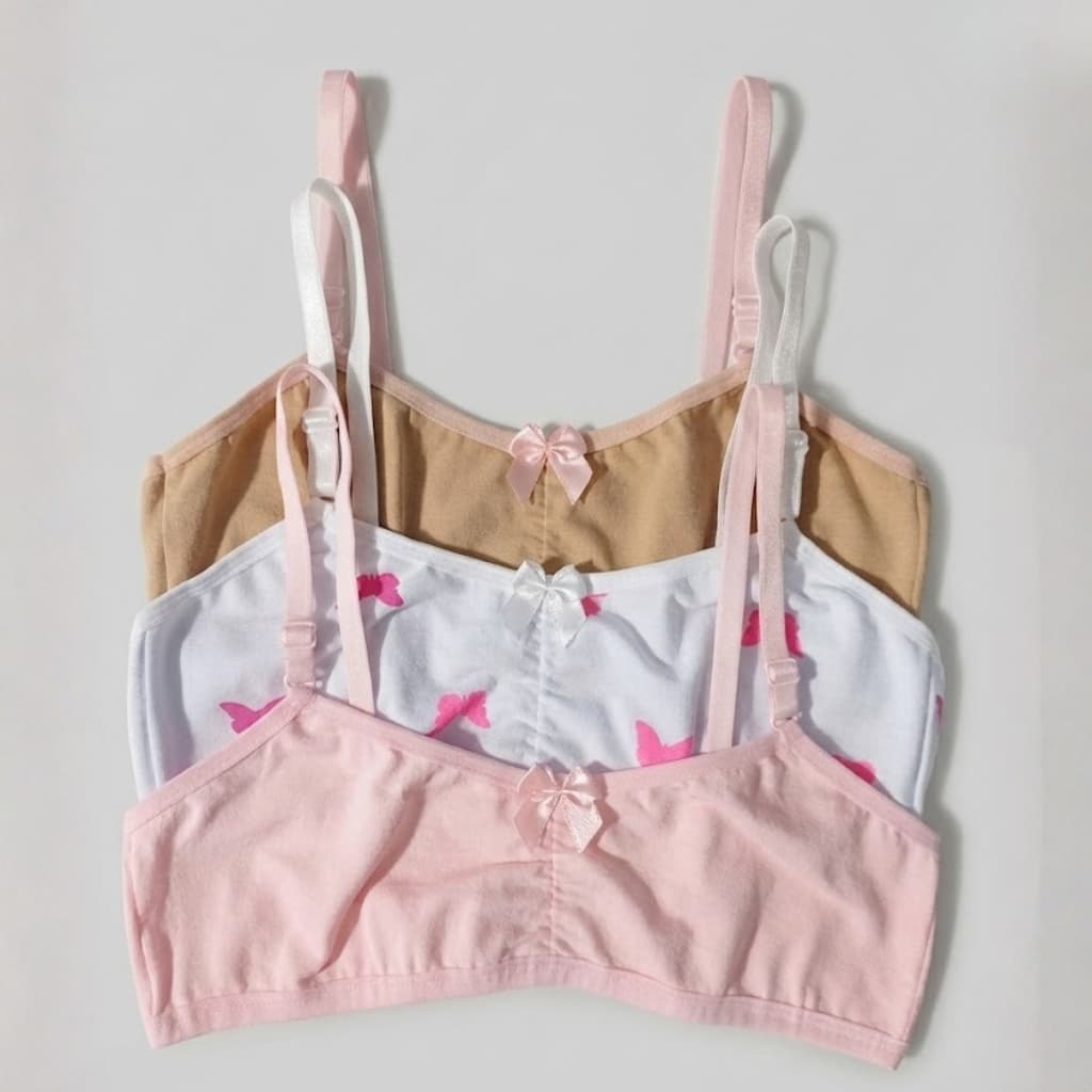 Top Juvenil Kit 5 Algodão Menina Primeiro Sutiã Confortável Adolescente Cores Sortidas