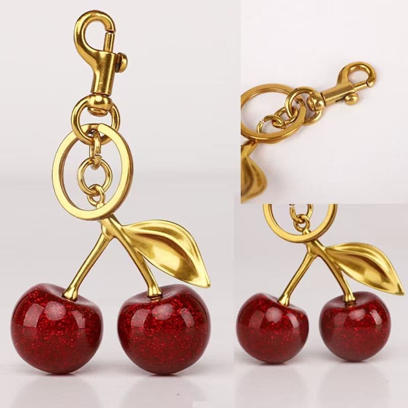 Chaveiro De Cereja Com Glitter Vermelho Bag Charm