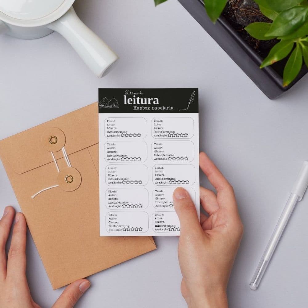 Kit 2 cartelas de adesivos diario de leitura com 20 adesivo livros