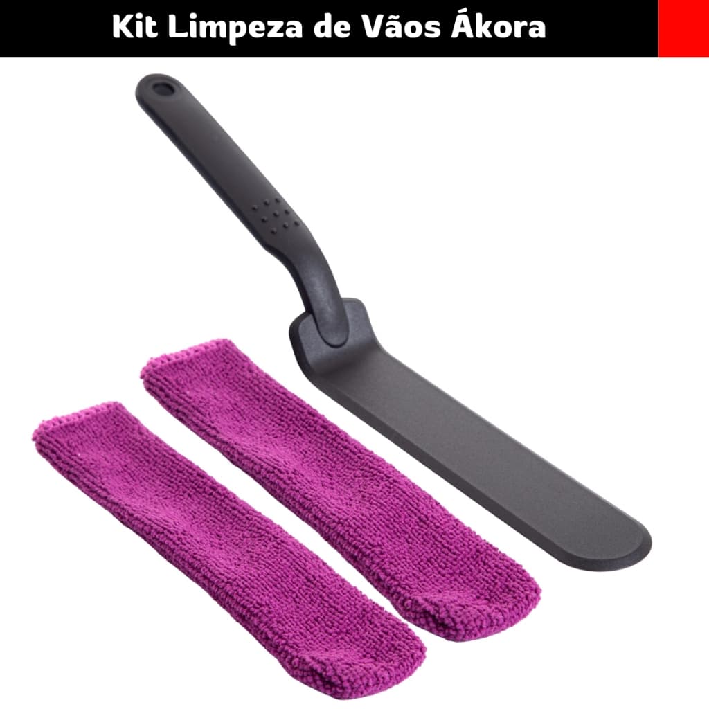 Kit Limpeza de Vãos Ákora com 2 Luvas ROXAS - Ideal para Box, Janelas e Portas