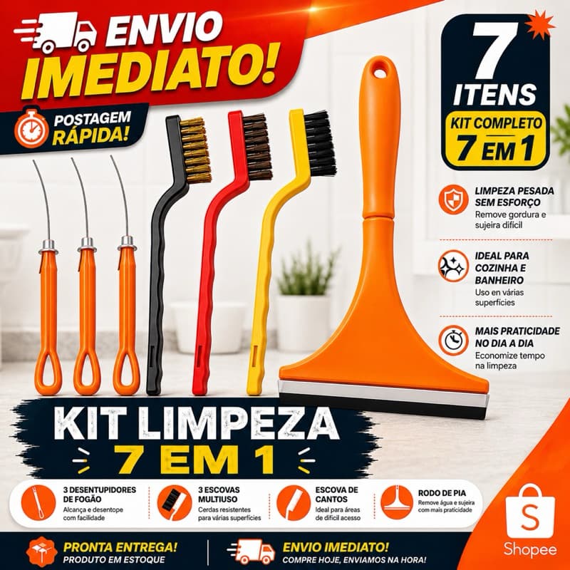 Kit Rodinho de pia Escova de limpeza e Desentupidor de fogão