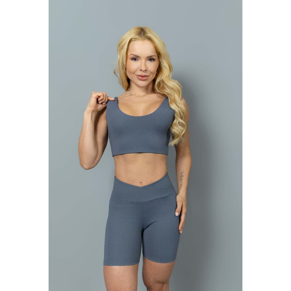 Top Contour Force Hyper  Acetinado Fitness Academia Feminino Com Bojo Alça Larga Alta Sustentação