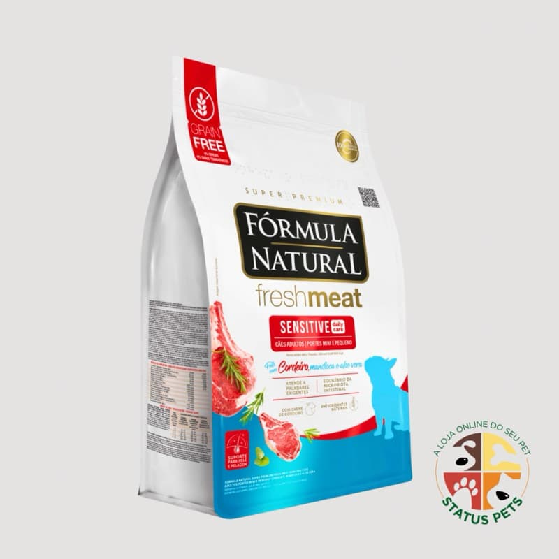 2x 500g Ração Fórmula Natural Fresh Meat Sensitive Cães Adultos Portes Mini e Pequeno