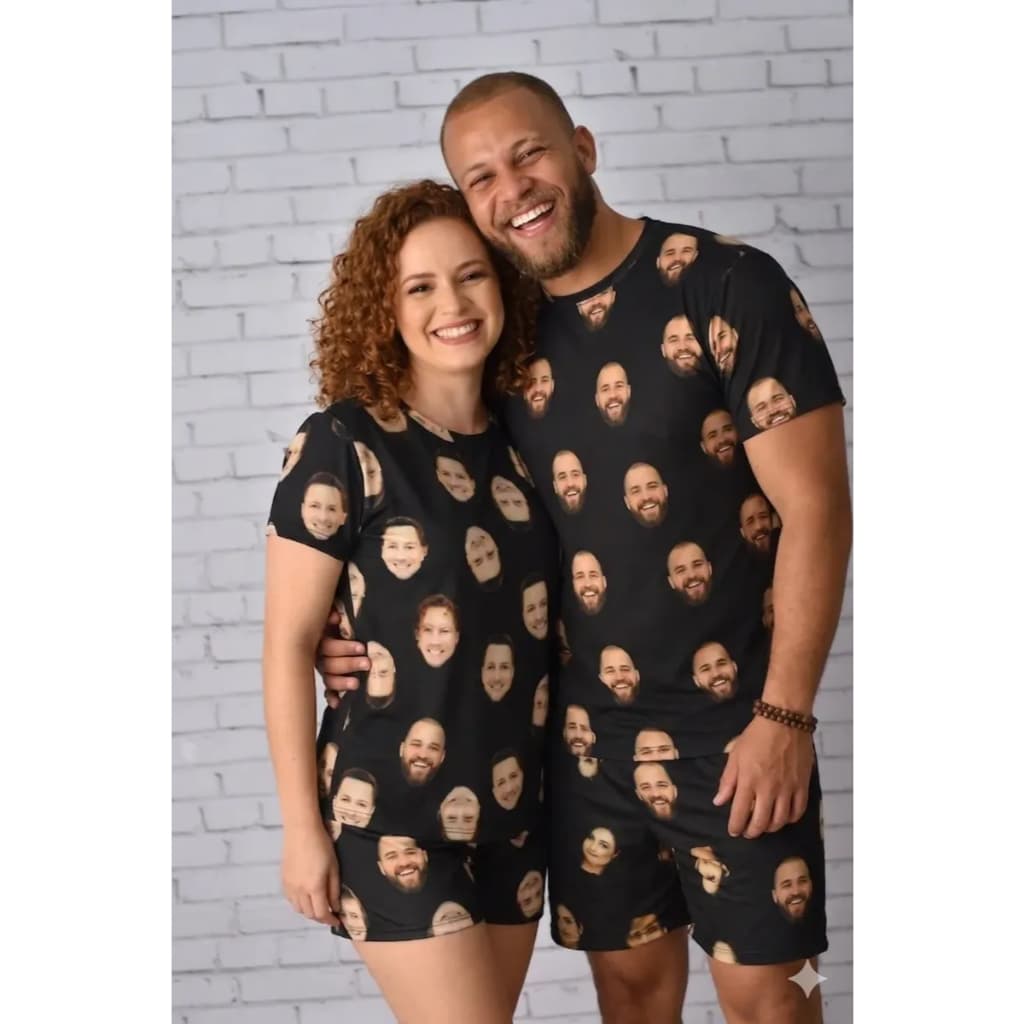 Pijama de Casal Personalizado em Tecido Premium