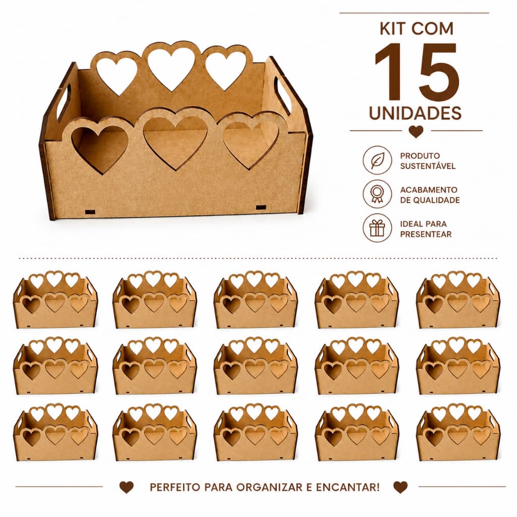 15 Caixote Decorativo Mdf Decoração De Festa Lembrancinha Cesta Presente