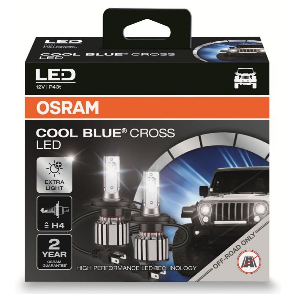 Par Lâmpada Osram Led Cool Blue Cross H4 6000K Super Branca