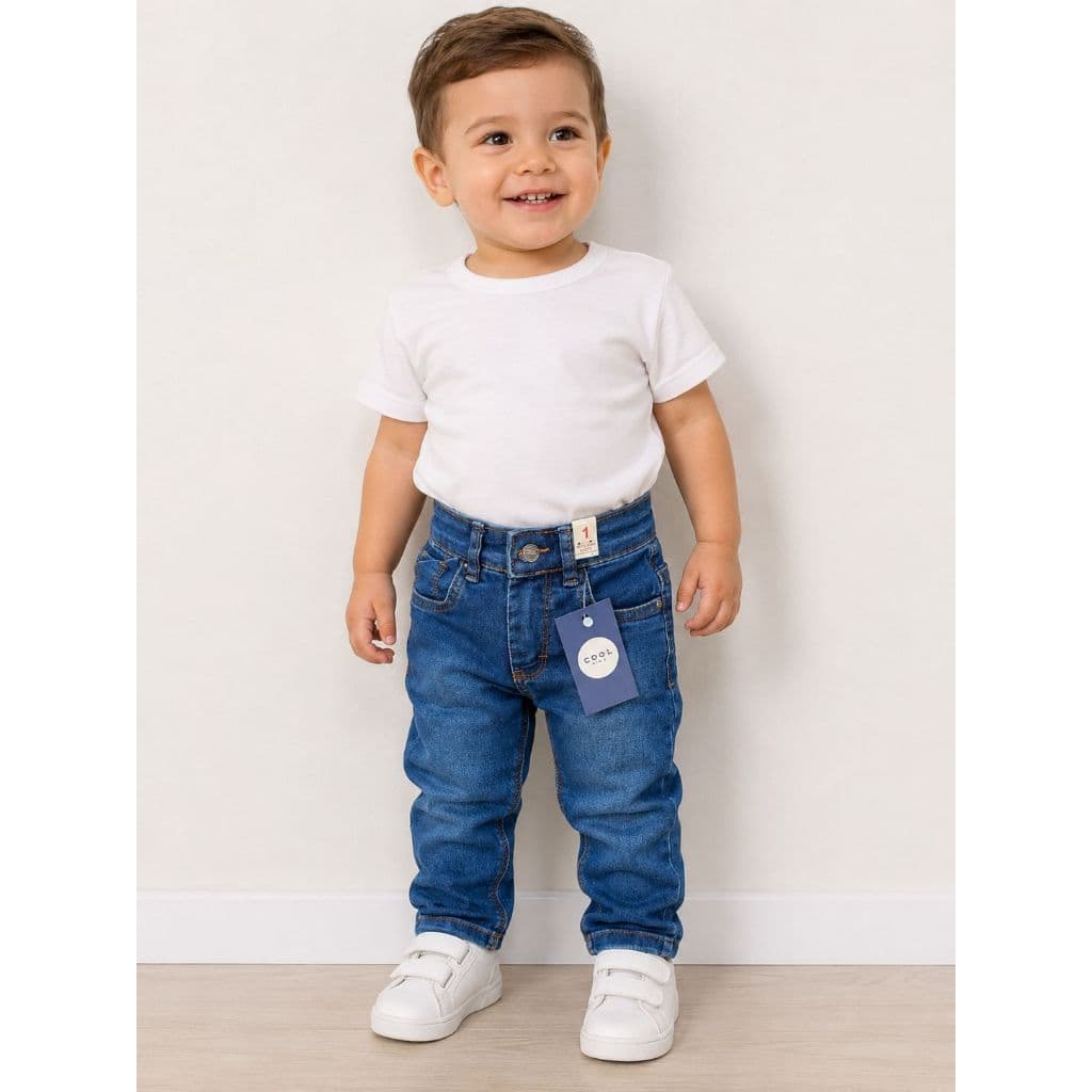 Calça Jeans Infantil Escura Menino Tamanho 1 2 3 Anos