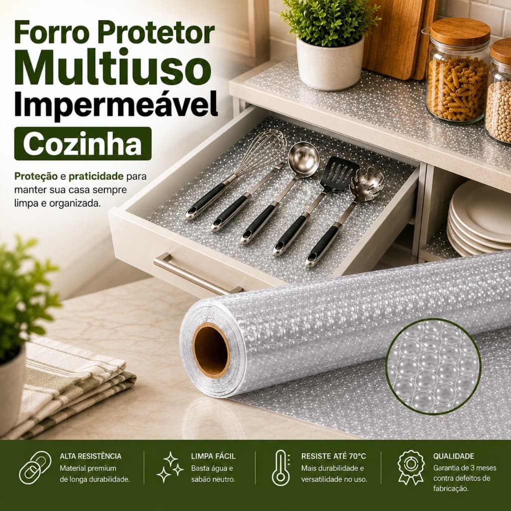 Forro Protetor Multiuso 30x3m Impermeável Cozinha Armario