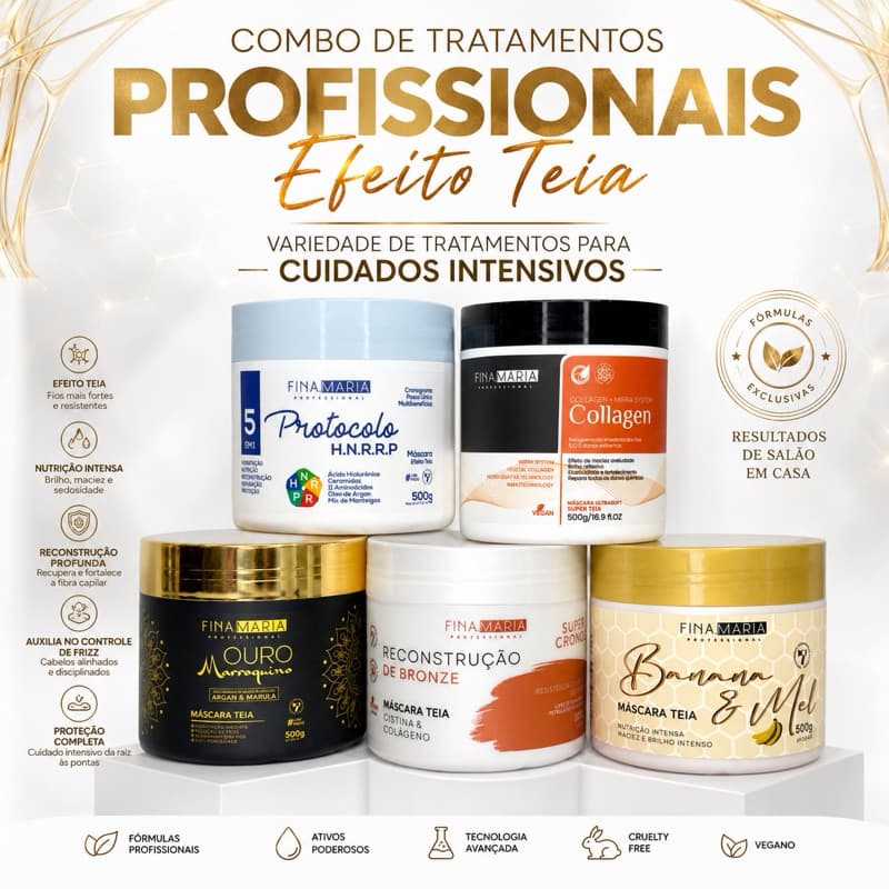 KIT TRATAMENTOS PROFISSIONAIS EFEITO TEIA PROFISSIONAIS FINA MARIA - 5 TRATAMENTOS EFEITO TEIA
