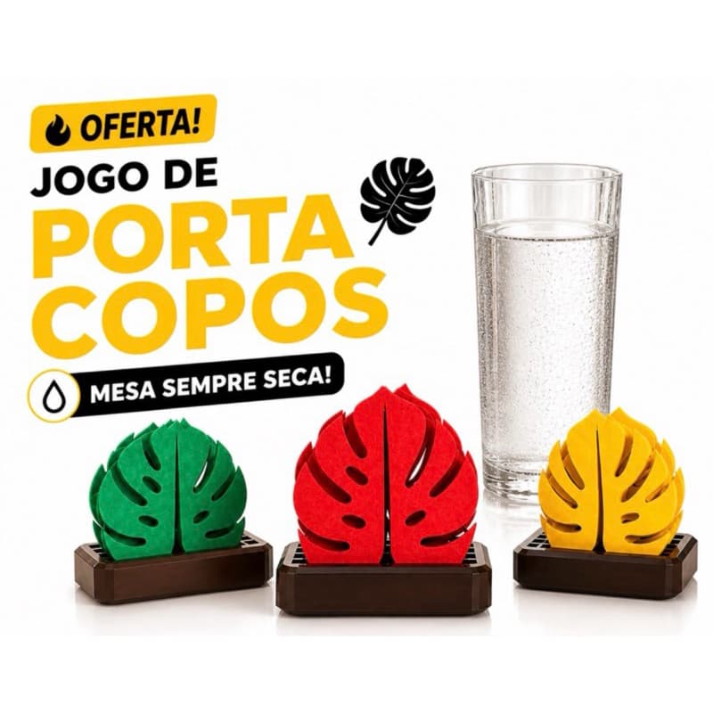 Porta Copos Kit com Suporte 3D | Jogo 4 ou 6 Unidades Decorativo Mesa Posta
