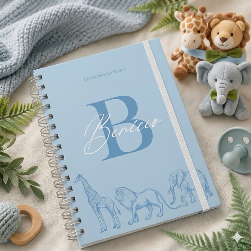 Caderneta De Vacinas Safari E Saúde Do Bebê Personalizada Capa Dura Atualizada Ministério Da Saúde