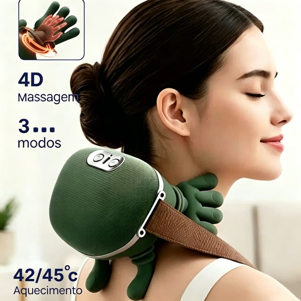 Massegeador de Pescoço 8 Pontos Aquecimento Relaxamento Tensão Ombro Mãos Massagem Alívio de 3 velocidades