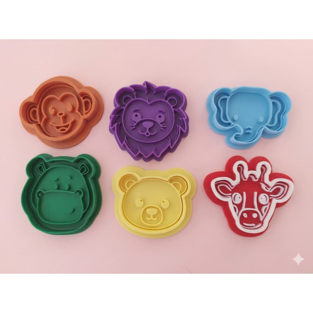 Kit 6 Cortador Marcador Infantil Animais Fofinhos Pasta Americana