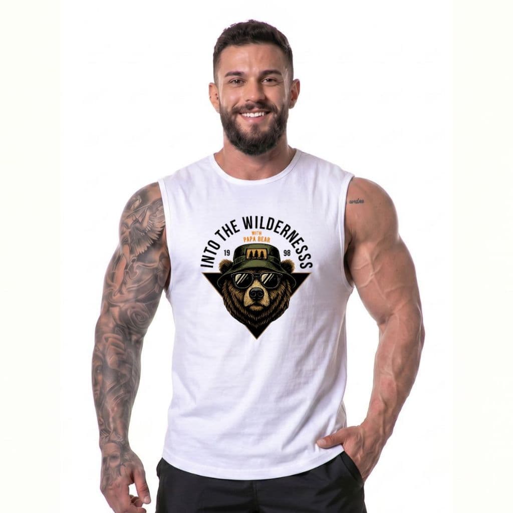 Regata Masculina Estampada Urso Bear Streetwear Confortável Machão