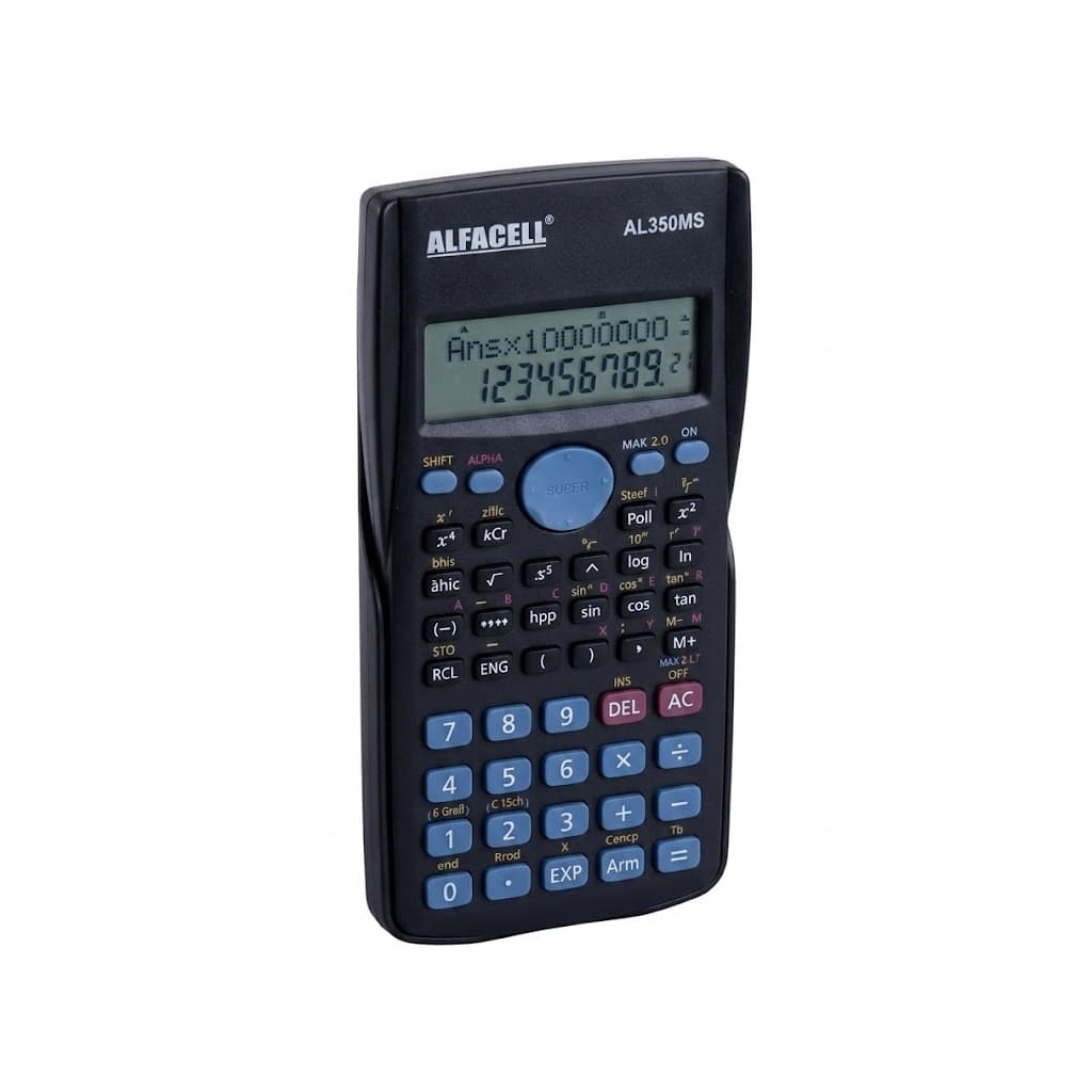Calculadora Científica 12 Dígitos de Mesa com Capa Protetora Alfacell Modelo AL350MS, 240 Funções para Escola Faculdade