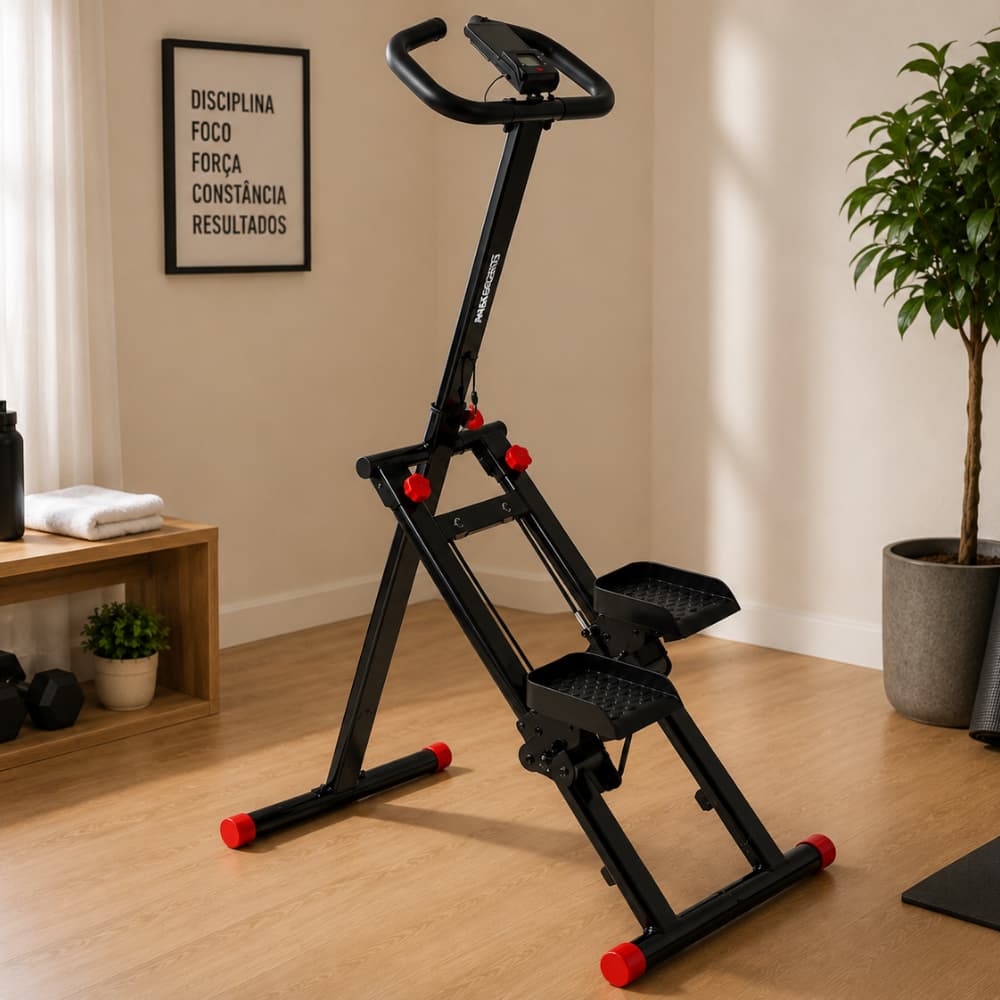 Máquina Simulador Escada Caminhada Dobrável 130kg Academia