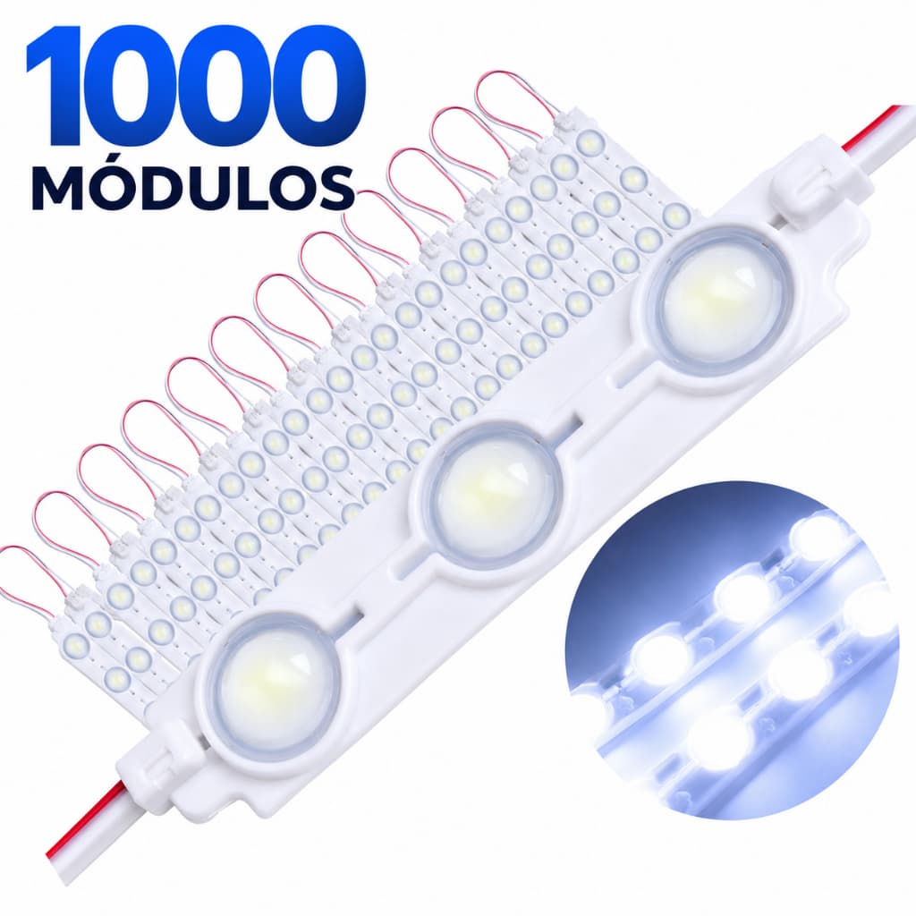 1000 Módulos 3 Leds Branco Frio Smd Prova D'água Luminoso 12v