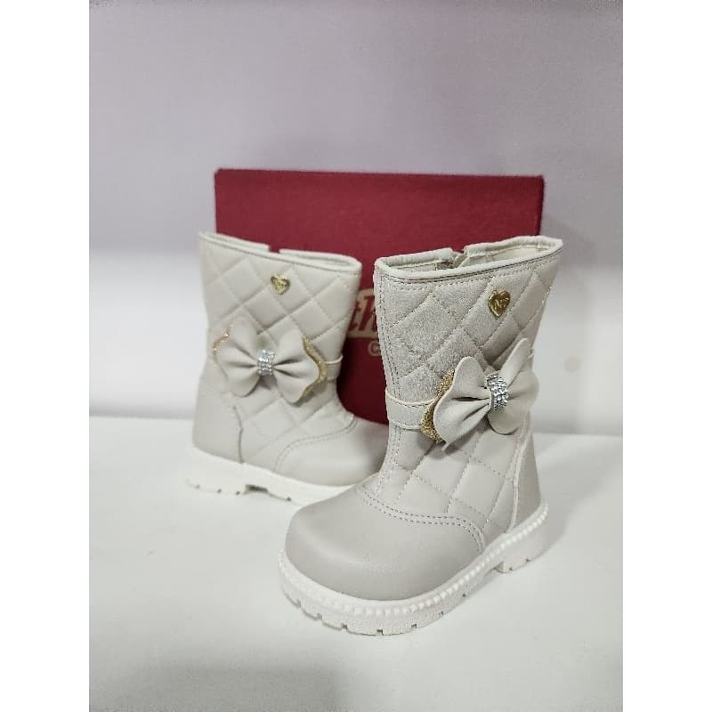 Nathielly bota cano médio off white laço 073038594