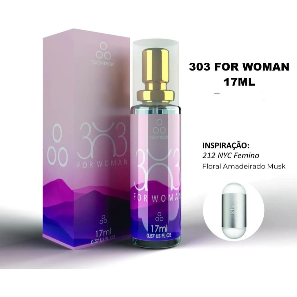 Perfume Feminino 303 For Woman/Ozonteck 17 Ml /Alta Fixação /Família olfativa floral