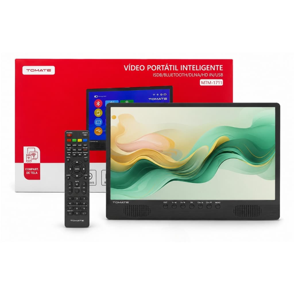 Tv Digital Monitor Portátil 17" Hd Recarregável Espelhamento Antena Tomate - MTM-1711