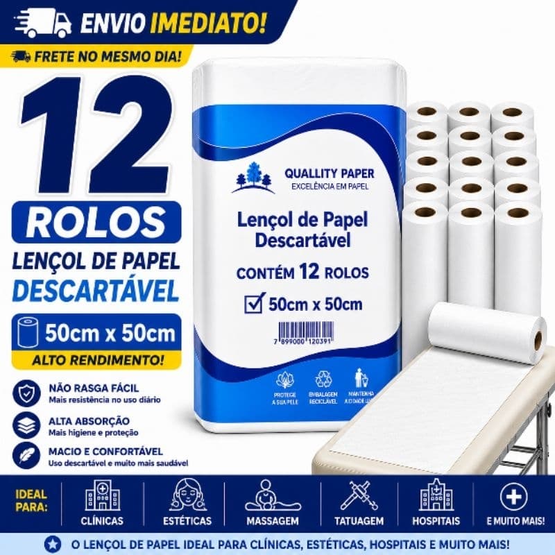“Lençol De Papel 50x50 12 Rolos Para Maca Clínica Estética”31