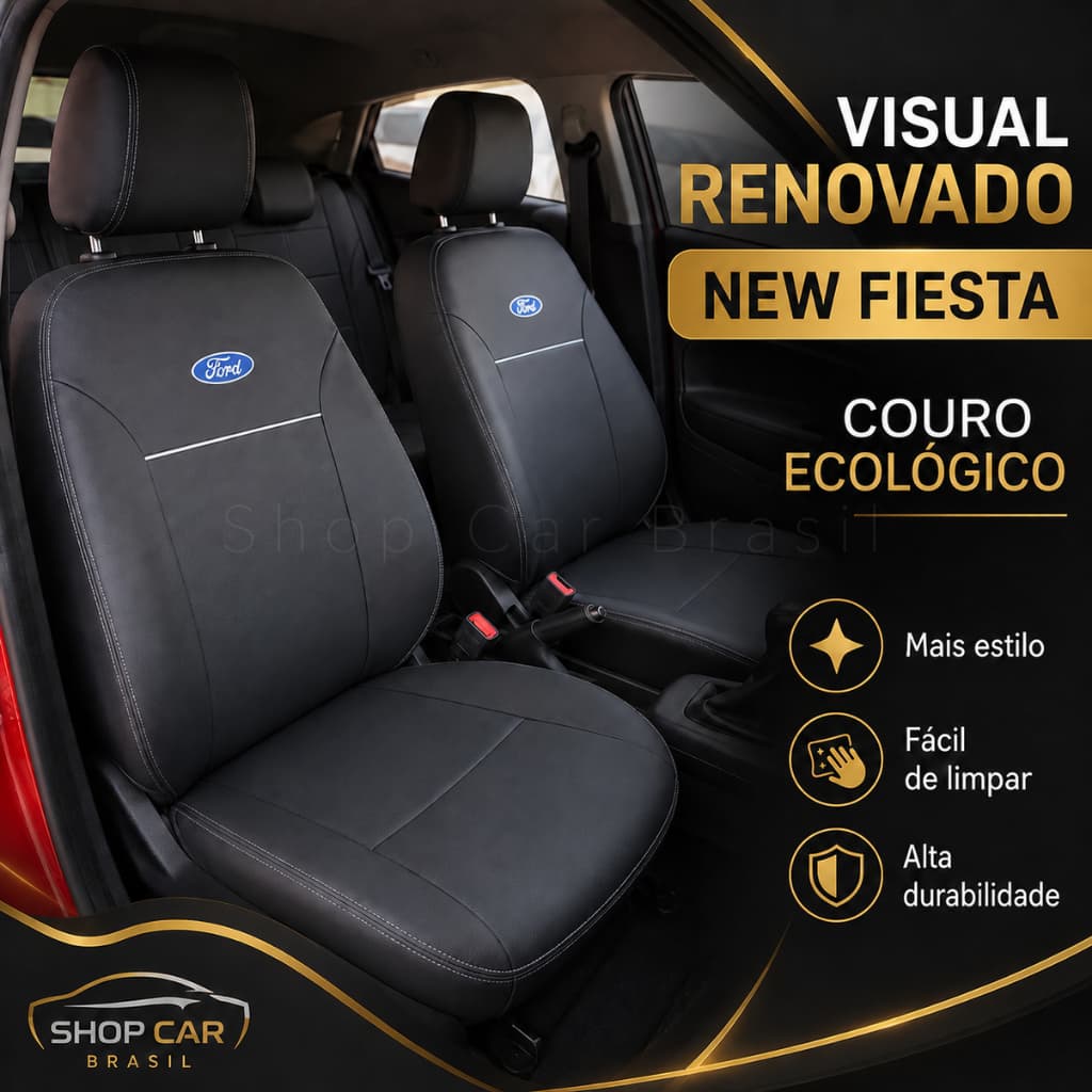 Capa Banco Carro Ford Em Couro Ecologico especifica Automotivo Ford New Fiesta Hatch e Sedan