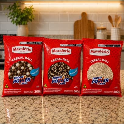 Granulado Cereal Choco Power Ball Mavalério Mesclado E Branco Para Decorar Bolos E Doces