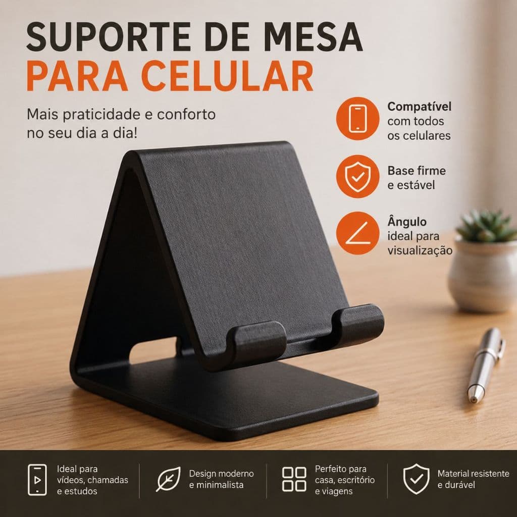 Suporte de Celular e Smartphone Universal para Mesa e Escritório!