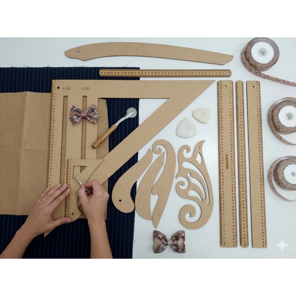 📐 Kit Profissional de Réguas para Modelagem e Alfaiataria em MDF — 10 Peças