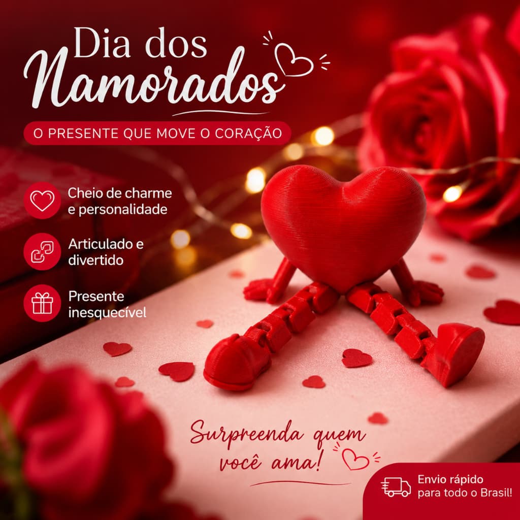 Coração Articulado Kit 3/10/16 Unidades Decoração Enfeite, Dia Dos Namorados, Casamento Dia Das Mães