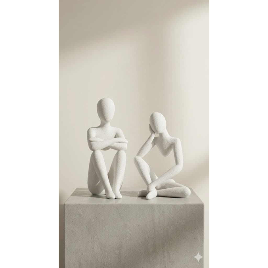 2 Estatuas Decorativa Casal Abstrato Minimalista | Decoração Moderna e Sofisticada para Sala e Escritório
