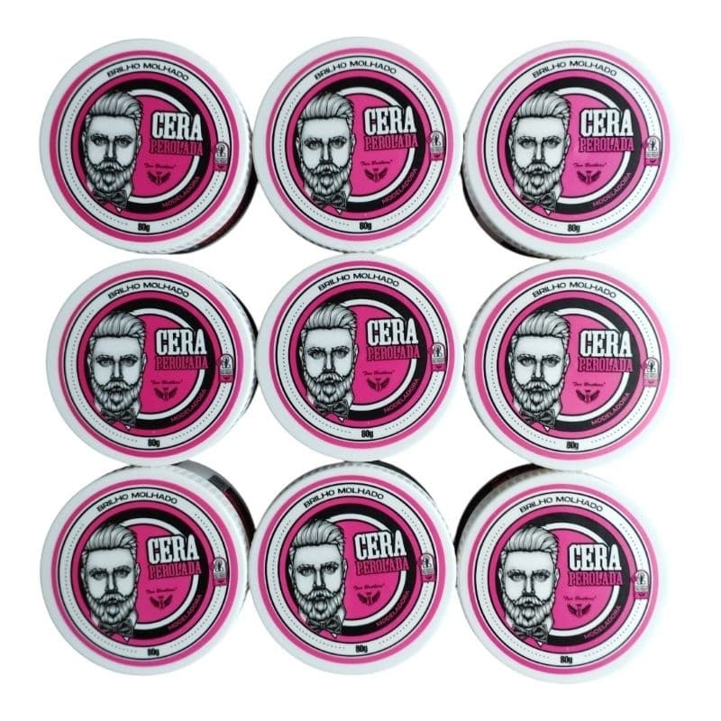 KIT 9 CERA POMADA PEROLADA 80g PARA MODELAR E FIXAR CABELO TWO BROTHERS PROFISSIONAL