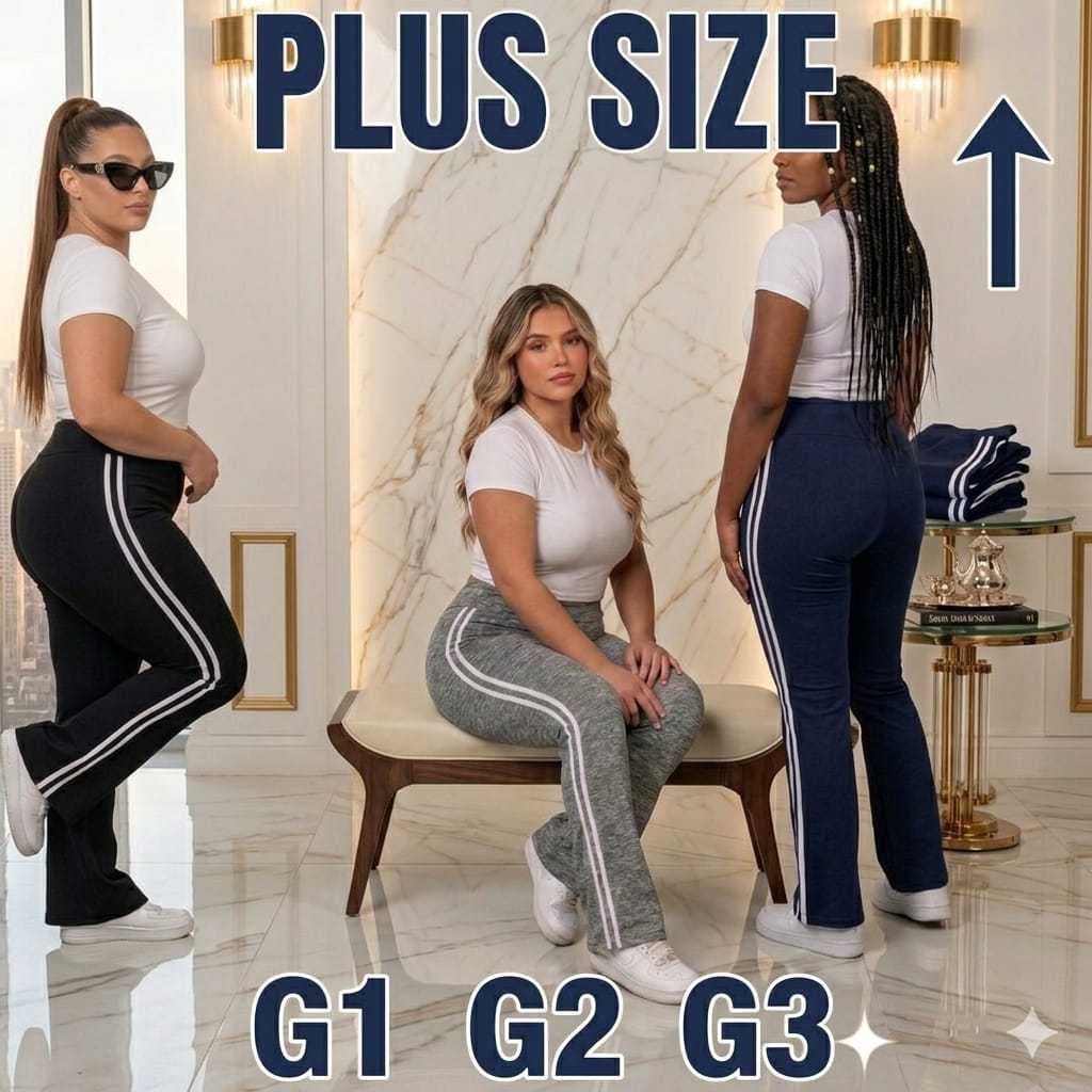 Calça Pantalona Feminina Cintura Alta PLUS SIZE Lançamento Estilo Flare Tecido Suplex Zero Transparencia