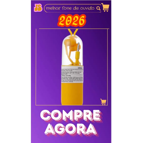 Fone De Ouvido Com Fio P2 Amarelo + Estojo Case De Proteção MINISO