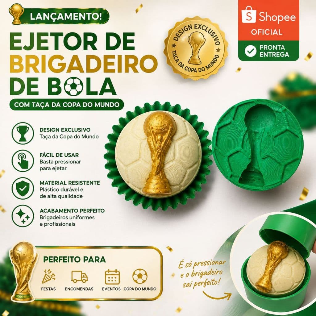Ejetor de Brigadeiro Bola com Taça da Copa do Mundo | Futebol | Docinhos | Brigadeiros | Copa do Mundo | Festa