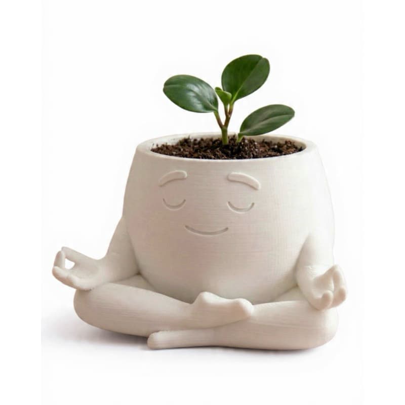 Vaso/Jarro Meditação Zen 3D Branco | Vaso Yoga Suculenta | Decoração Relaxante | Presente