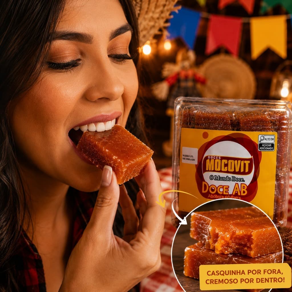 Doce de Abóbora Durinho e Cremoso em Barra Pote 1,020kg Docinho Tradicional Caseiro Mocovit