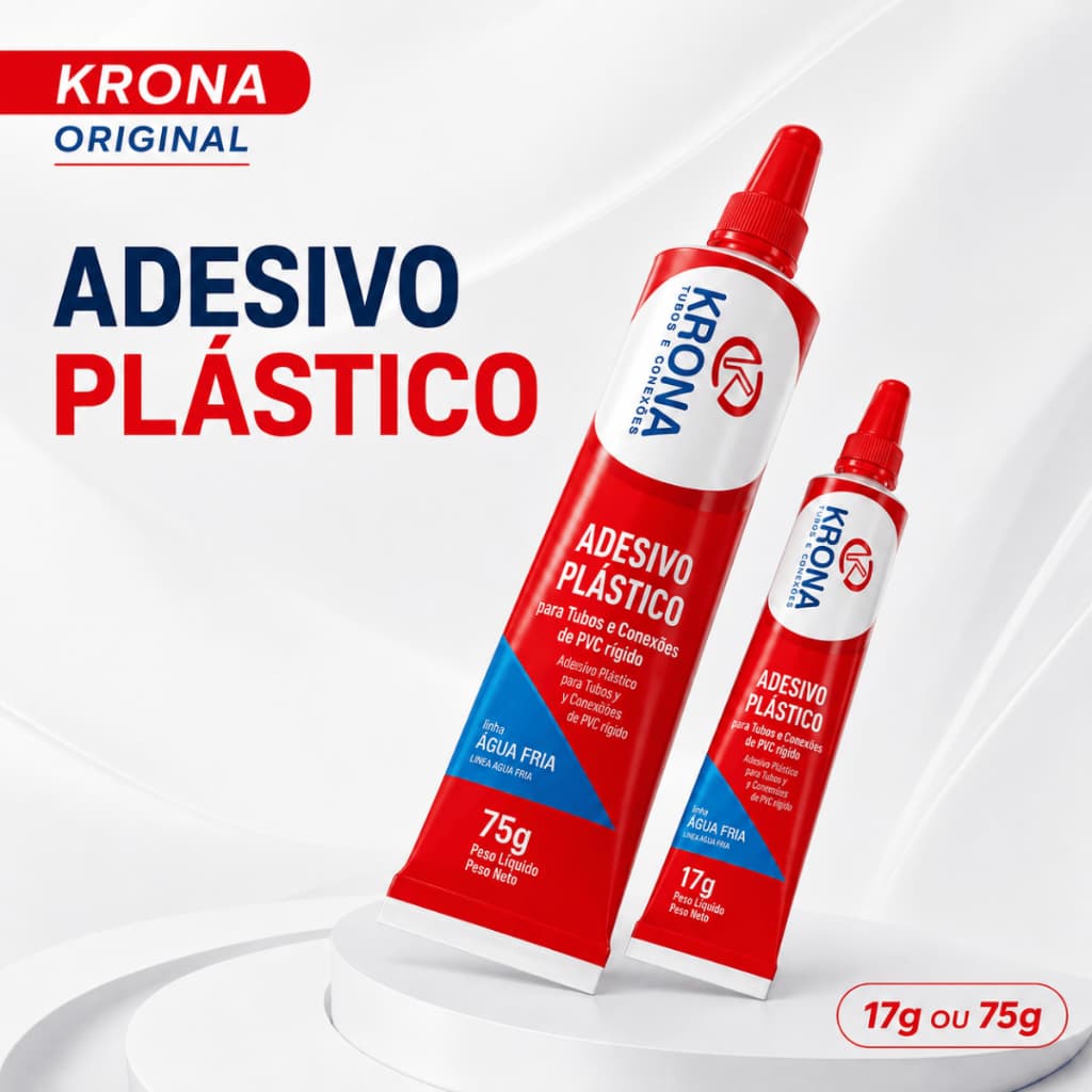 Cola Cano PVC Krona Plástico Tubos Conexões Água Fria Alta Fixação Secagem Rápida