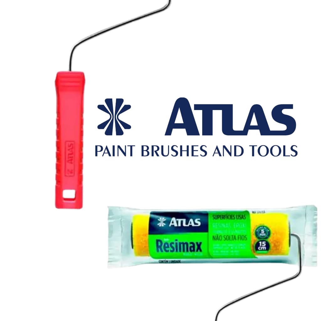 ROLO DE PINTURA RESIMAX COM CABO ATLAS- 1 UNIDADE. 15 CM