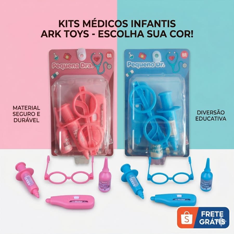 Kit Médico Infantil 4 Peças Colorido – Brinquedo Educativo Criança Doutor(a)