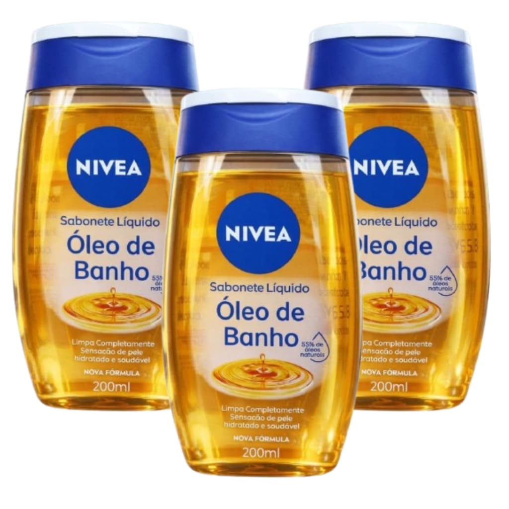 KIT NIVEA Sabonete Líquido Óleo de Banho - 200 ml 55% Óleos naturais hidratante