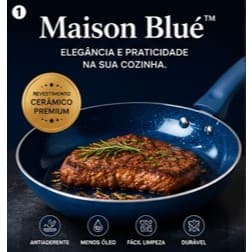 Frigideira Antiaderente Cerâmica 26cm Premium Fácil Limpeza Menos Óleo e Cabo Ergonômico Maison Blue