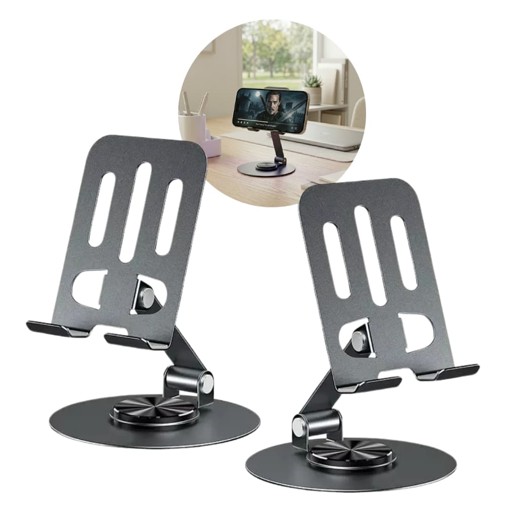 Suporte Apoio De Mesa Para Celular Alumínio Giratória 360° Resistente Compacto Drobrável Assistir Estudar