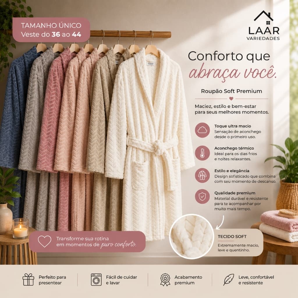 Roupão Jacquard Sonhare Quente Longo Manga Longa Com Xale Unissex Massagem Tamanho Único Microfibra