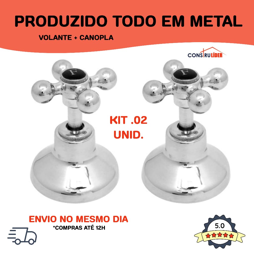 Kit 2 Pçs De Acabamento C33 Para Registro Chuveiro 1/2 ou 3/4 Pol Metal Pressão Gaveta Banheiro (PADRÃO DECA)