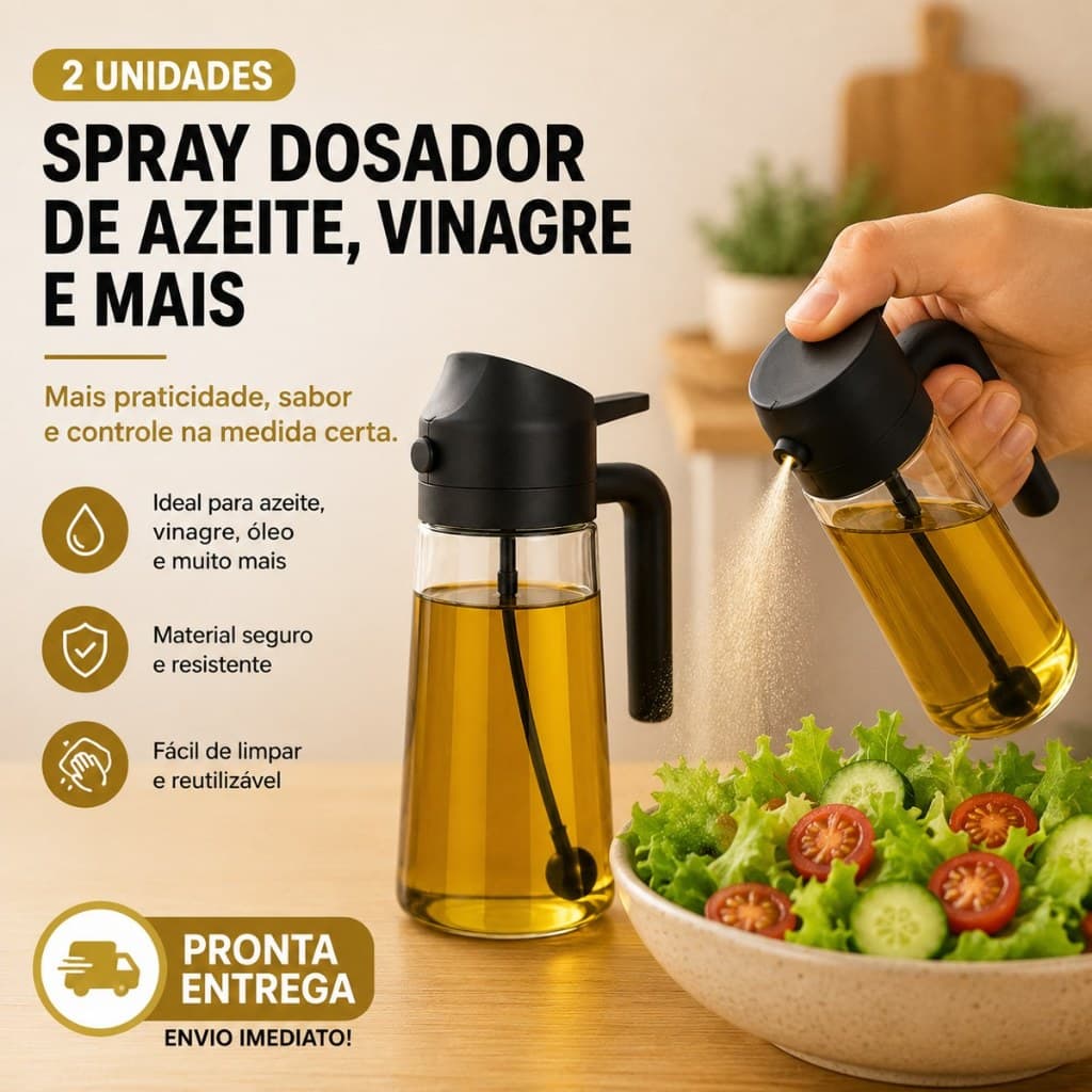 Kit 2 Porta Azeite De Vidro Vinagre Galheteiro 2 Em 1