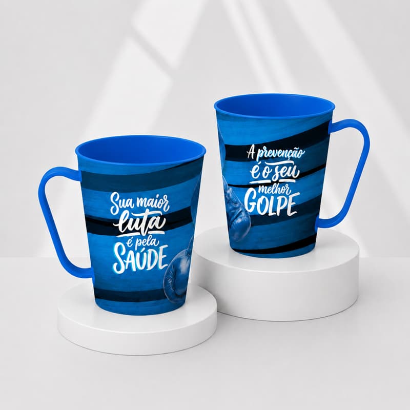 Kit 24 Canecas Novembro Azul 430ml Evento Campanha Conscientização